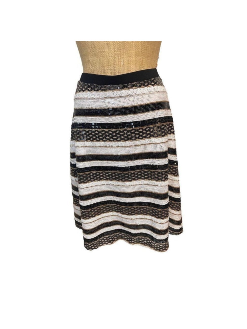 NWT MARÉE POUR TOI Sequin Stripe A-Line Skirt Size 16